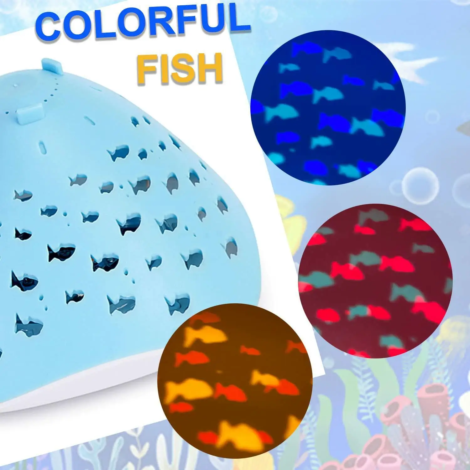 1 יח ' צבעוני אורות מרחפים עמיד למים דגים מנורת המקרן צף לשחות בבריכה אור LED כחול מהבהב אמבטיה אור המתנות של הילדים התמונה 4