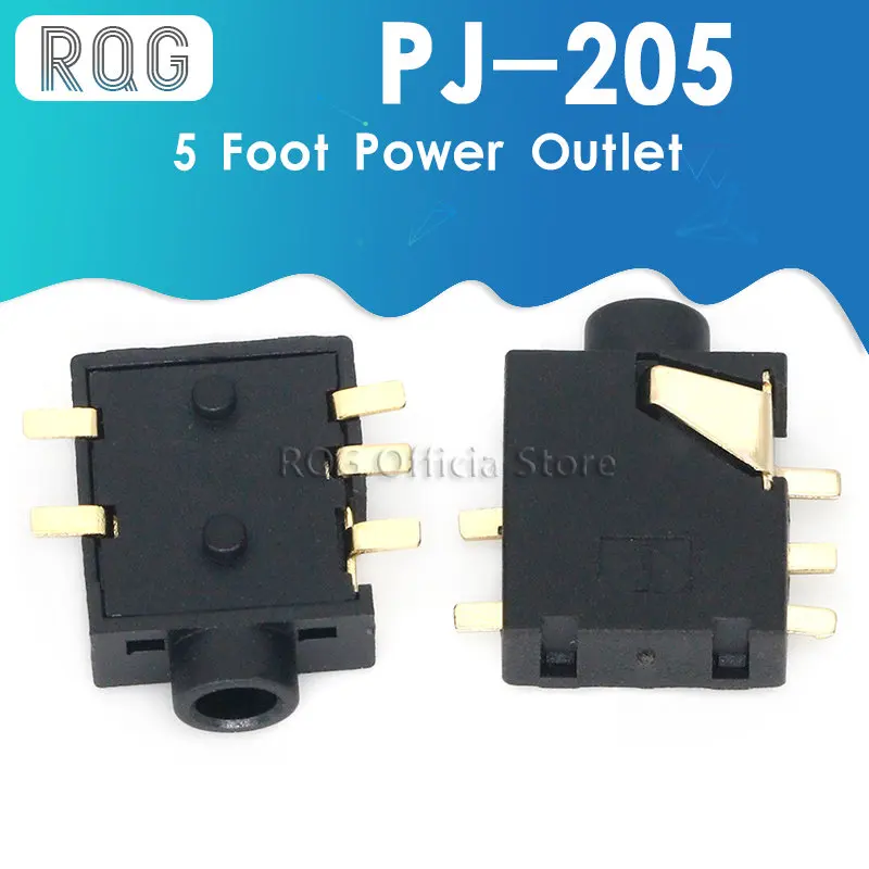 10Pcs PJ-205 החשמל לשקע חשמל שקע אוזניות 2.5 5 תיקון רגל 2 קבועים רגל 2.5 מ 
