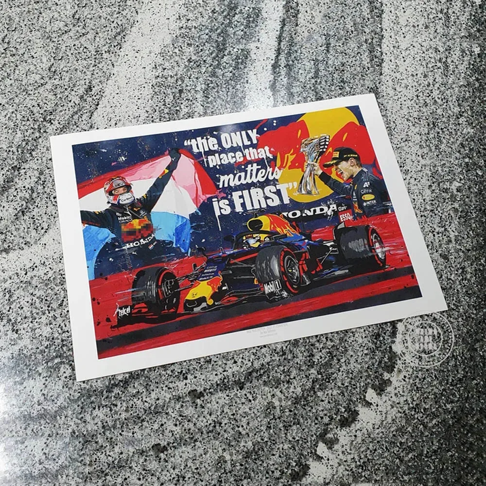 2021 F1 אלוף העולם פוסטר מקס פורמולה 1 מירוץ בד אמנות ציור קיר Motorsport להדפיס תמונה על חיים עיצוב חדר התמונה 2