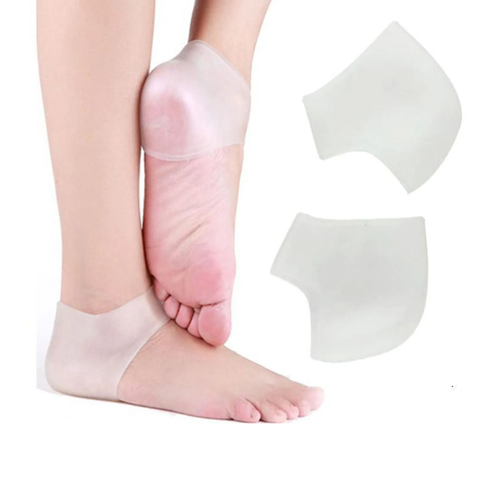 2Pcs סיליקון רגל אכפת לי גרביים לחות ג ' ל עקב טיפול ומגיני גרביים עם חור זוגות חדשים רגליים סדוקות פדיקור כלים התמונה 1