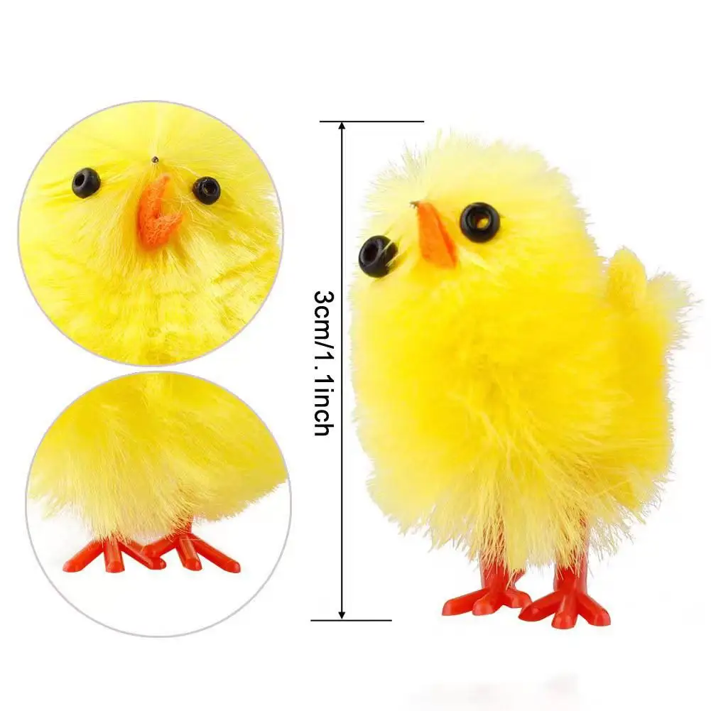 60Pcs פסחא צבעוניים תרנגולות מזכרת מיני דקורטיביים קטיפה יפה עוף פסחא דקור 3 ס 