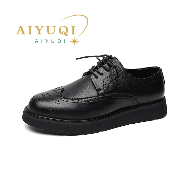 AIYUQI שמלה נעלי גברים בסגנון בריטי 2023 סתיו חדש ברוק גברים נעלי רשת לנשימה נעליים מזדמנים גברים התמונה 0
