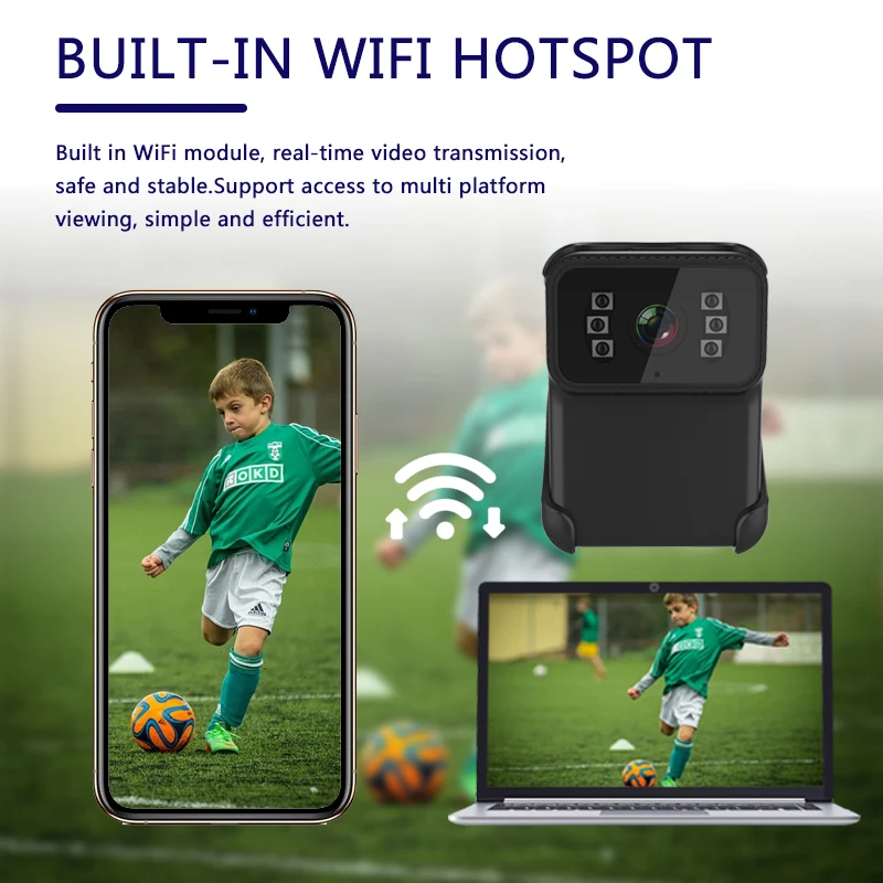 CS02 2MP HD לביש DV גוף מצלמה מחוברת נייד עמיד למים WiFi אבטחה כיס קטן מצלמת וידאו מקליט Dustproof התמונה 5