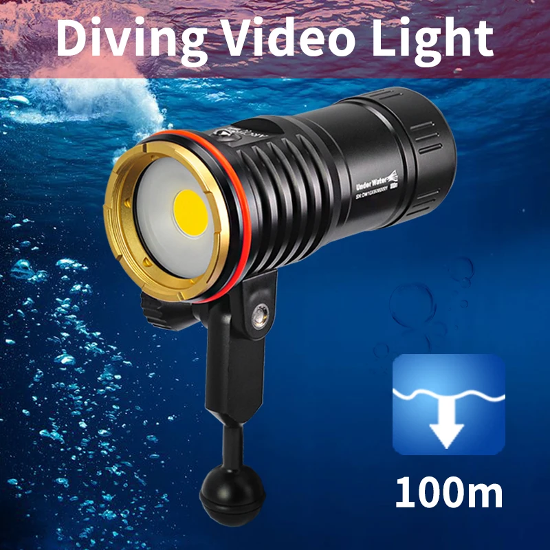 DM10 5500K 2700lumen צלילה photoraphy אור וידאו HD צלילה למלא את המנורה מתחת למים 100 מ ' צלילה פנס אור ספוט תאורה לפיד התמונה 4