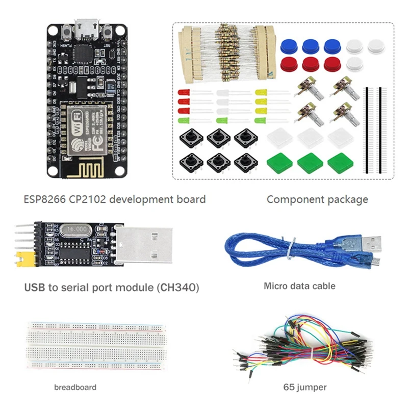 ESP8266 CP2102 Nodecu Lua V3 ESP-12E פיתוח לוח +רכיב החבילה+USB יציאה טורית מודול+65 ' אמפר+לחם לוח התמונה 0