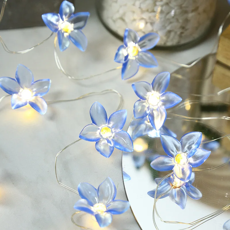 LED אורות מחרוזת עיצוב פרחים מופעל על סוללה פיה האור בחדר השינה החתונה רומנטי קישוט חוטי נחושת אור התמונה 0
