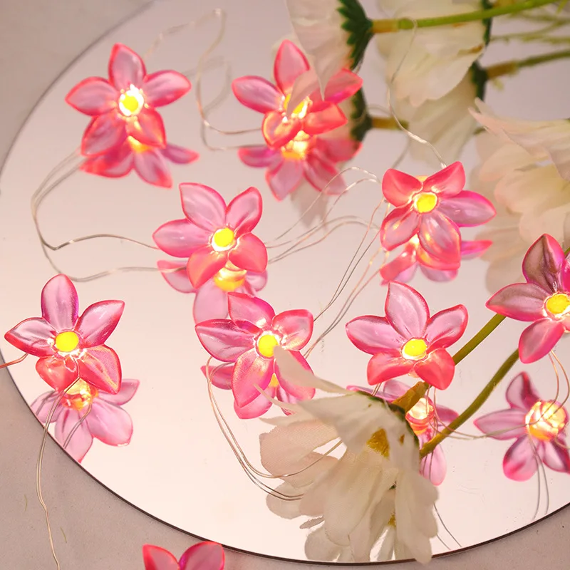 LED אורות מחרוזת עיצוב פרחים מופעל על סוללה פיה האור בחדר השינה החתונה רומנטי קישוט חוטי נחושת אור התמונה 1