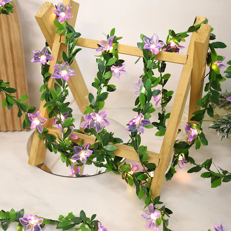LED אורות מחרוזת עיצוב פרחים מופעל על סוללה פיה האור בחדר השינה החתונה רומנטי קישוט חוטי נחושת אור התמונה 3