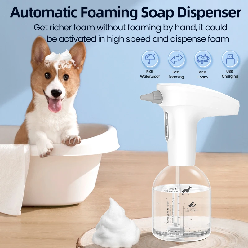 ROJECO אוטומטי חתול סבון קצף מתקן חשמלי מחמד חכם שירותים סבון נוזלי, שמפו מתקן עבור הכלב מקלחת Dispender התמונה 1