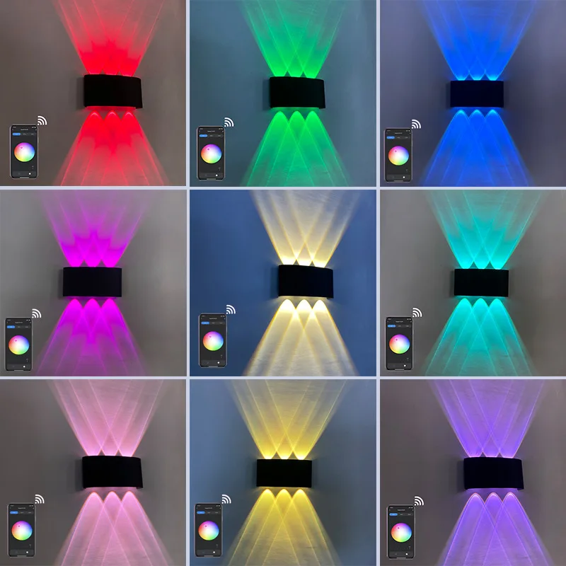 Tuya RGB LED מנורות קיר חיצוני עד למטה IP65 עמיד למים גן מנורות קיר המרפסת בחצר Google אלקסה APP קיר חיצוני אורות AC85-265V התמונה 2