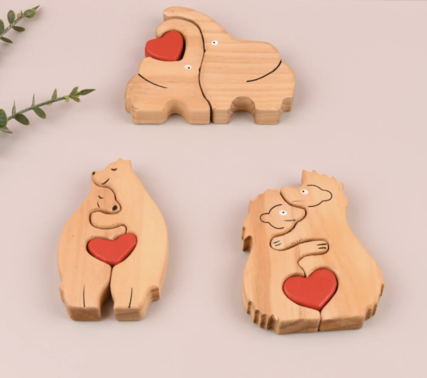 אמהות מתנות ליום האהבה, עץ דקורטיבי בבית קישוטי חיות פיל דוב משפחה אוהבת קישוט התמונה 0