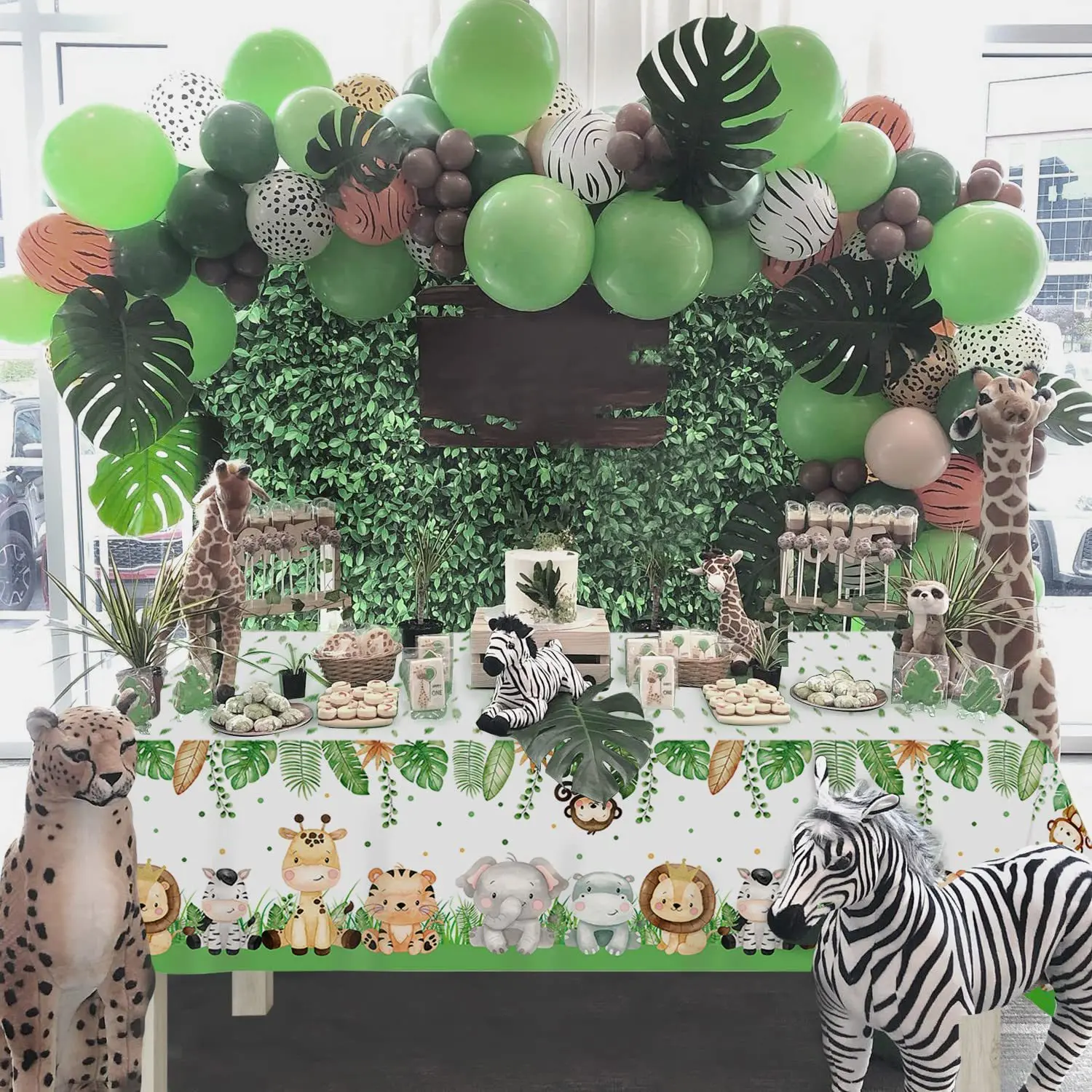 ג 'ונגל חיות שולחן להגדיר' ונגל חיות צלחות כוסות בלון להולדת התינוק הפרוע ספארי מסיבת ילדים ' ונגל מסיבת יום הולדת עיצוב התמונה 4