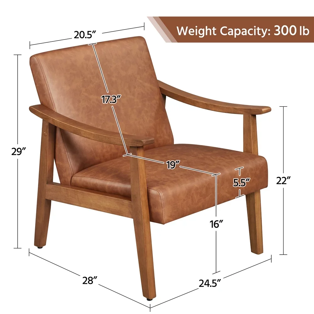 דמוי עור מבטא את הכיסא עם משענות,חום בהיר,הרהיטים בסלון,כיסא בסלון,נוחה,פשוטה ומודרנית התמונה 3