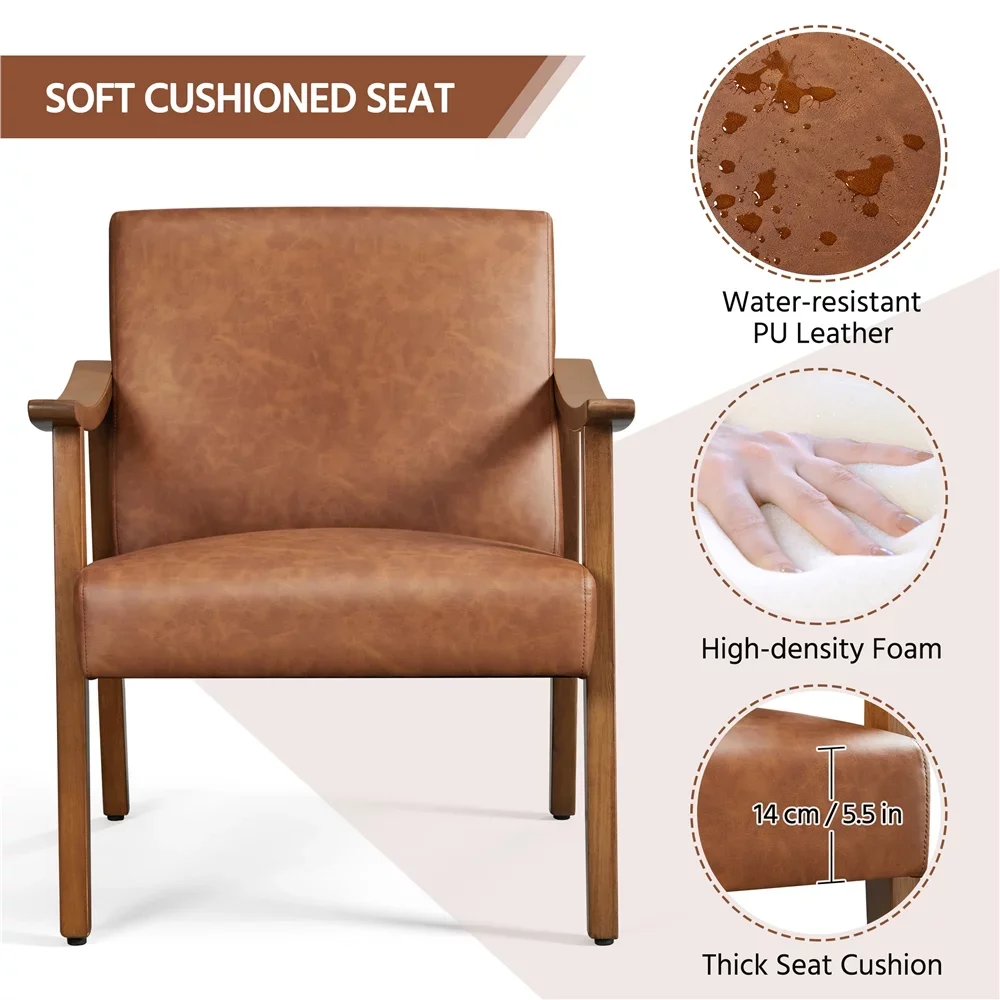דמוי עור מבטא את הכיסא עם משענות,חום בהיר,הרהיטים בסלון,כיסא בסלון,נוחה,פשוטה ומודרנית התמונה 4