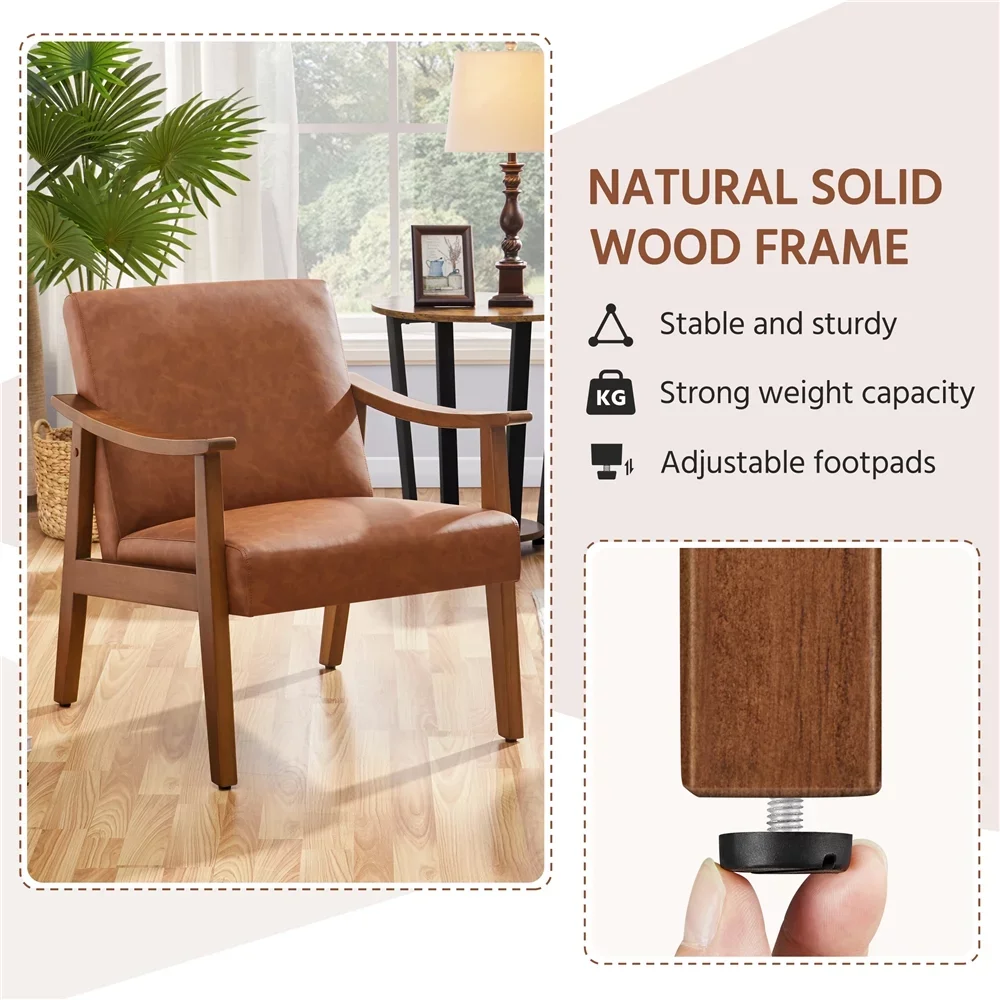 דמוי עור מבטא את הכיסא עם משענות,חום בהיר,הרהיטים בסלון,כיסא בסלון,נוחה,פשוטה ומודרנית התמונה 5