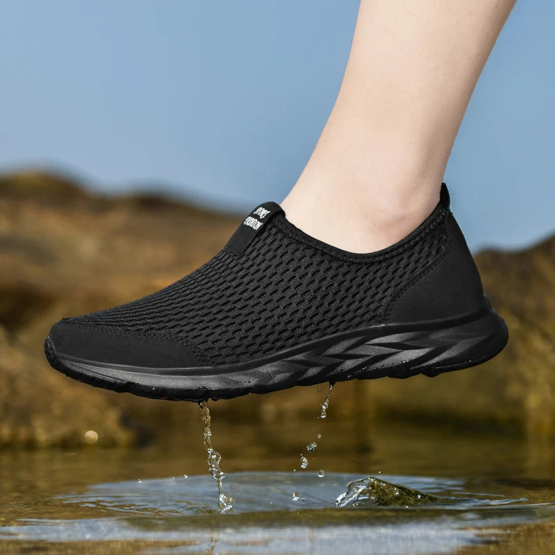הקיץ רשת גברים לנשימה נעלי ספורט נעלי שטוח נעליים להחליק על ספורט, מאמנים נוח קל גברים נעלי Zapatillas Hombre התמונה 2