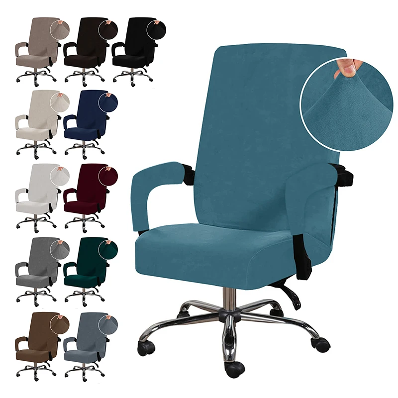 חדש אלסטי משרד להרים כיסא המחשב כיסוי קטיפה מודרני אנטי מלוכלך סיבוב כיסא נשלף עם 2Pcs משענת יד קוב התמונה 3