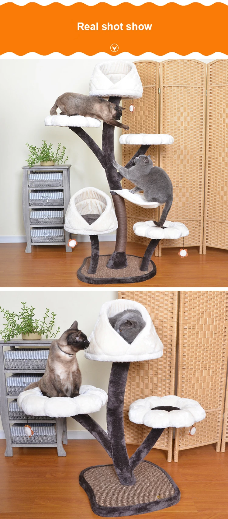 חם מכירה חתול עץ שריטה מחמד מגרד עץ מגדל רהיטים מגדל חתול עץ עץ חתול עץ התמונה 3