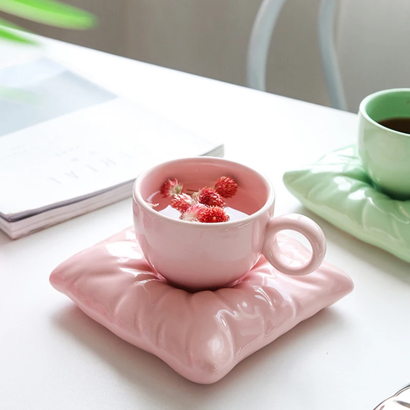 יצירתי כרית הרים עיצוב כוסות קפה, תה של אחר הצהריים כוס צלחת להגדיר ספל קרמיקה מתנות למשרד הביתה מודרני עיצוב שולחן העבודה התמונה 0