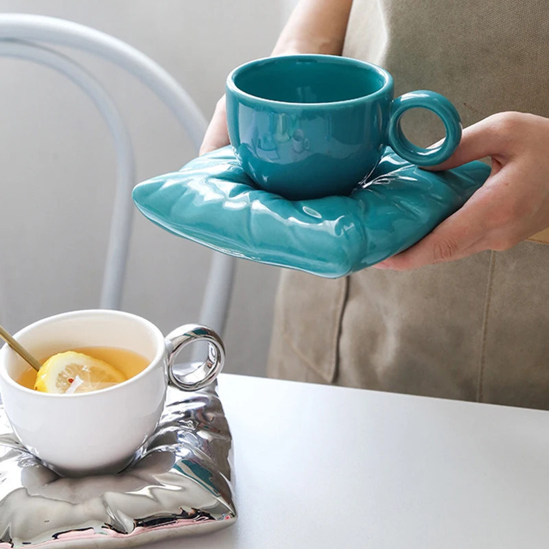 יצירתי כרית הרים עיצוב כוסות קפה, תה של אחר הצהריים כוס צלחת להגדיר ספל קרמיקה מתנות למשרד הביתה מודרני עיצוב שולחן העבודה התמונה 1