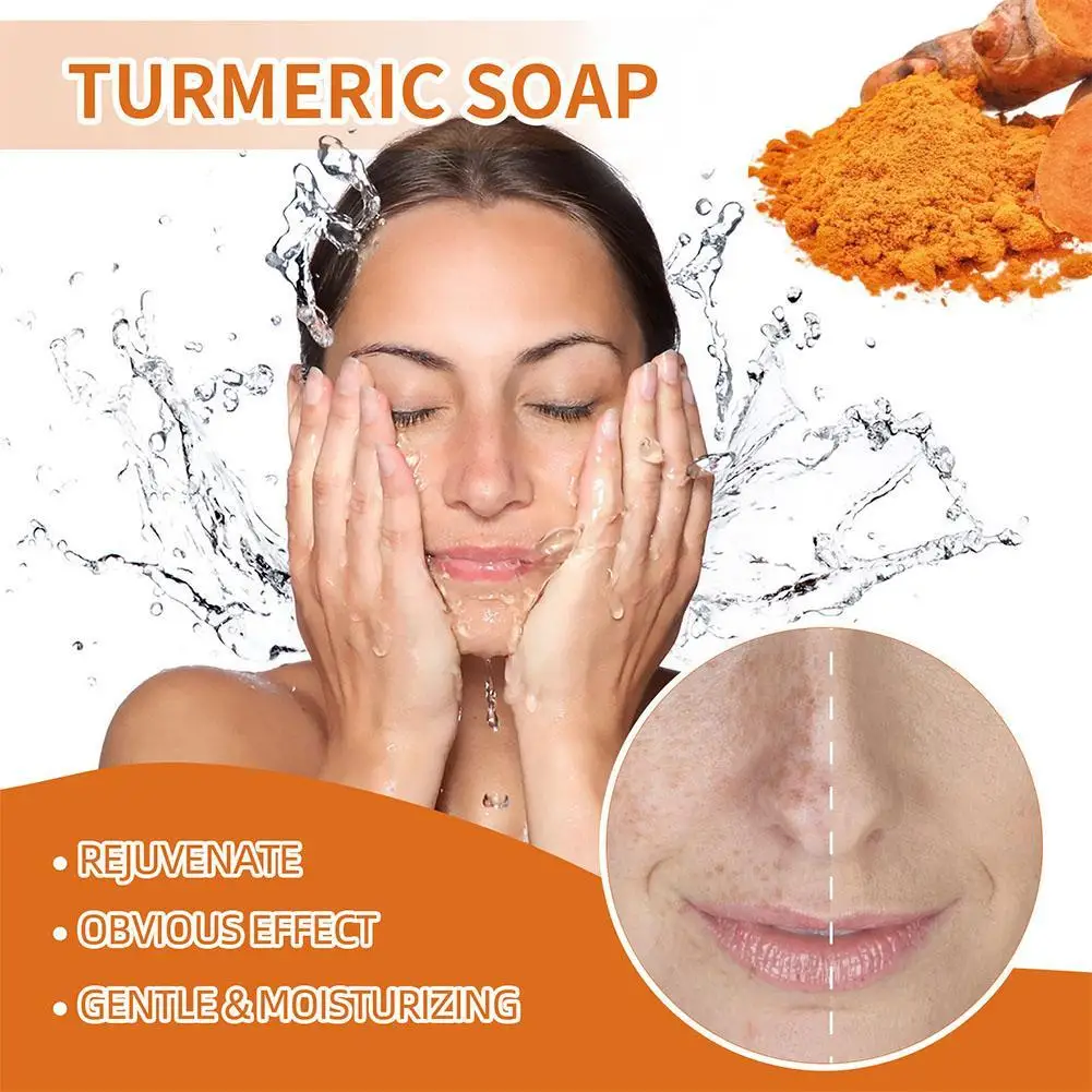 כורכום במקום ניקוי הפנים בסבון אנטי אקנה בעור להאיר סבון סבון כורכום בר טיפול הלבנת כתמים כהים לפנים הגוף להסיר G2O9 התמונה 4