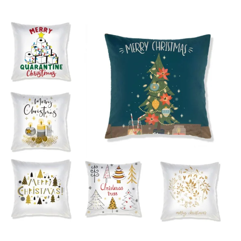 כריות כיסוי חג המולד דקורטיביים אופנה חמוד על הכרית הספה קריקטורה האלפבית קישוט בית חג ספקי צד E1515 התמונה 0