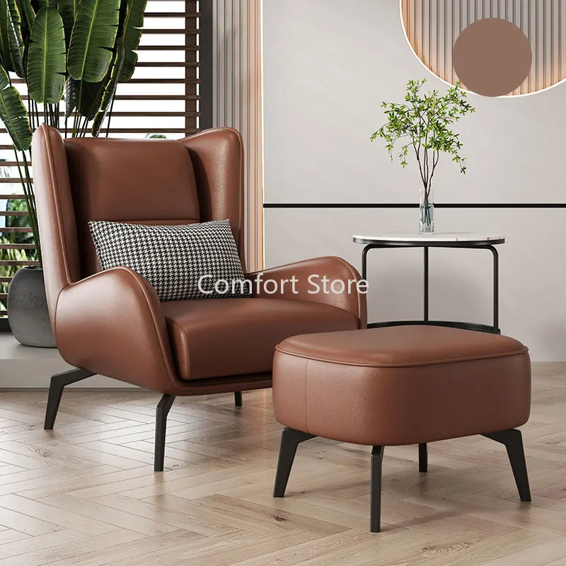 מודרני ספה נורדי סלון כסאות טרקלין, סלון עור PU עצלן הכיסא יוקרה מעצב Chaises דה סלון ריהוט הבית WKYZ התמונה 4