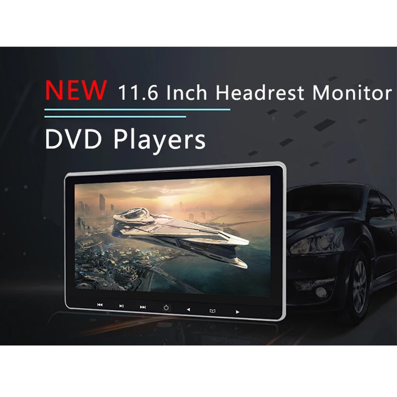 נגן DVD לרכב 11.6 אינץ משענת הראש צג רב תכליתי מסך HD על המושב האחורי להציג תמיכה 1080P וידאו CD/DVD-R/RW/DVD-RAM התמונה 3