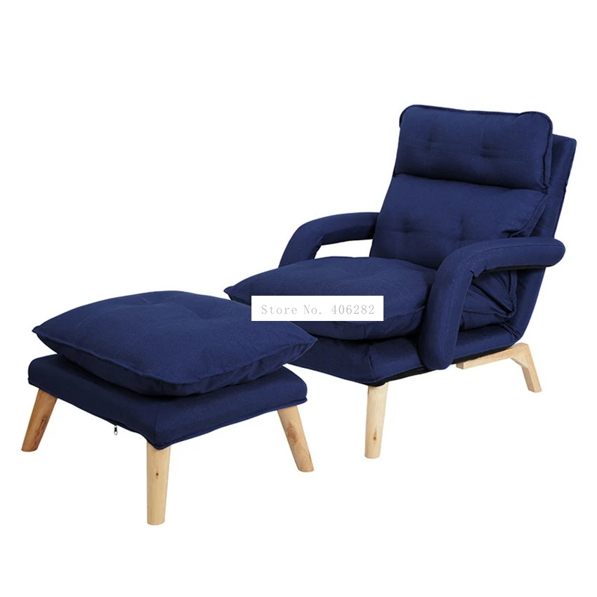 עצלן טרקלין כיסא שוכב שכיבה הכיסא עם הדום 4-ציוד משענת גב הסלון למידה WatchingTV פנאי יחיד ספה כסא התמונה 3