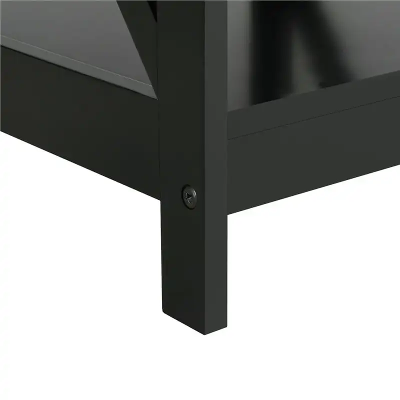 שורה עץ X צורת השולחן ארון לאחסון, שחור התמונה 5