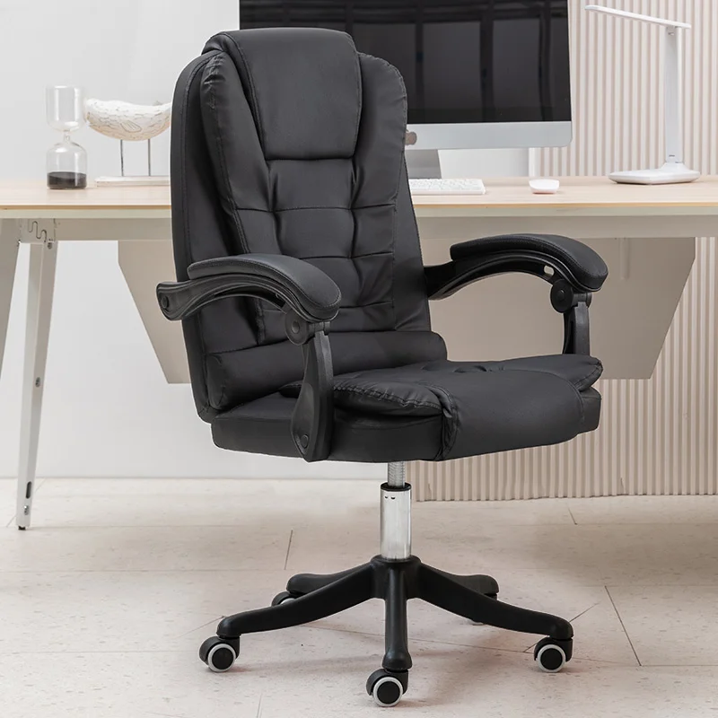 שחור הבוס כיסא כיסא משרדי ארגונומי רך ונוח המשרד המחשב בבית הכסא קבוע את היד הכסא המסתובב הצעה מיוחדת התמונה 2