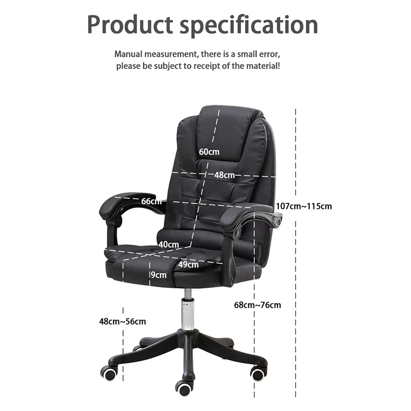 שחור הבוס כיסא כיסא משרדי ארגונומי רך ונוח המשרד המחשב בבית הכסא קבוע את היד הכסא המסתובב הצעה מיוחדת התמונה 5