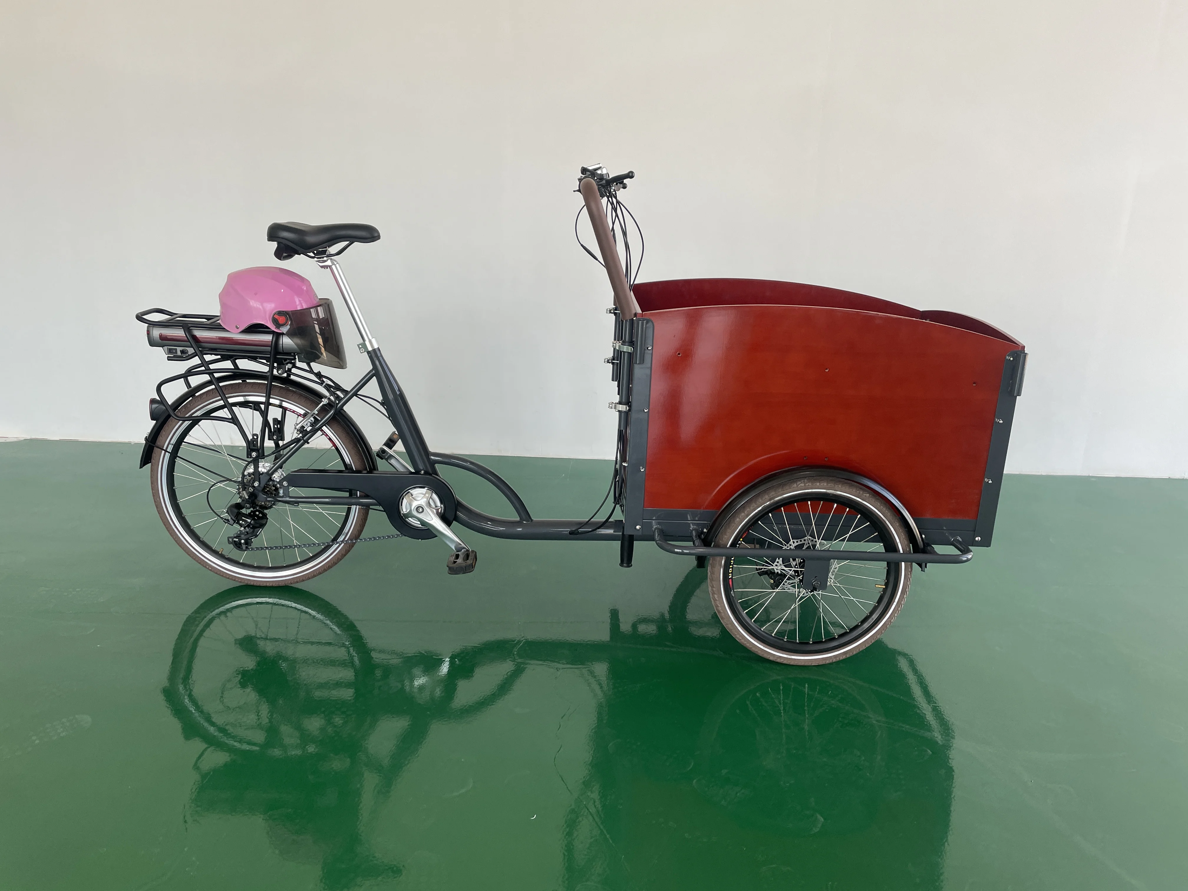 שני הגלגל הקדמי התא מטען חשמלי לתלת אופן לשאת ילדים משפחה מטען אופניים התמונה 2